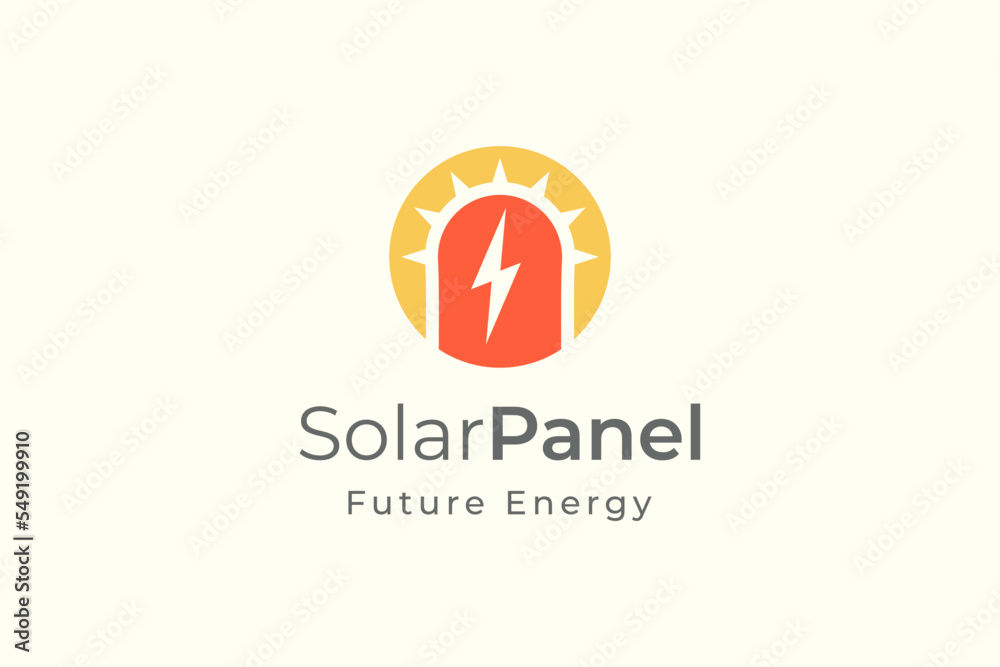 Solar panel energy logo with simple and modern shape for electricity manufacturing and installation company Solar panel energy logo with simple and modern shape for electricity manufacturing and installation company