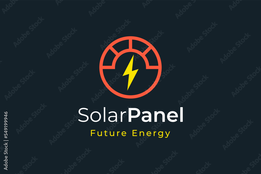 Solar panel energy logo with simple and modern shape for electricity manufacturing and installation company Solar panel energy logo with simple and modern shape for electricity manufacturing and installation company