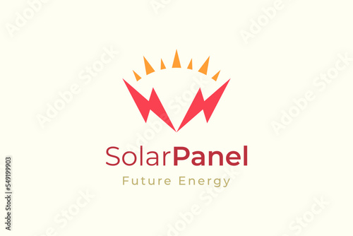 Solar panel energy logo with simple and modern shape for electricity manufacturing and installation company