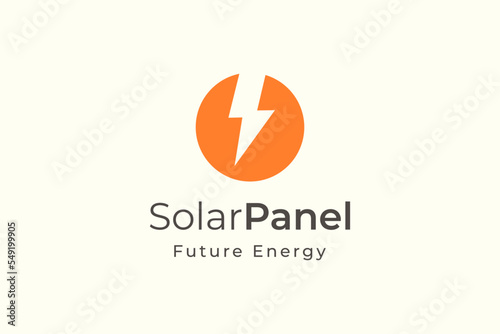 Solar panel energy logo with simple and modern shape for electricity manufacturing and installation company
