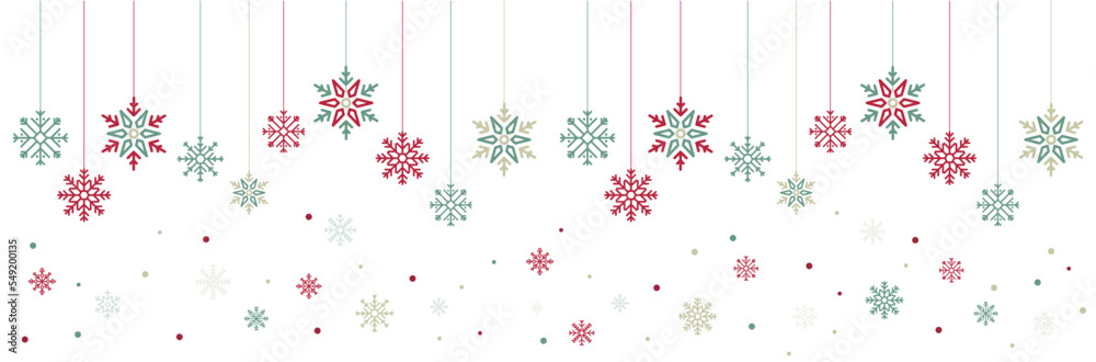 Flocons de neige - Bannière - Fêtes de Noël - Décorations autour des fêtes de fin d'année
