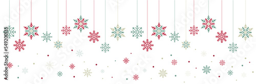Leinwand Poster Flocons de neige - Bannière - Fêtes de Noël - Décorations autour des fêtes de fi