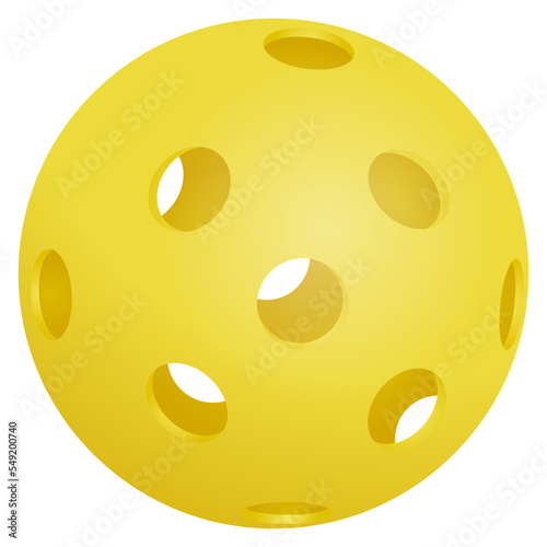 yellow ball for pickleball sport with transparent background. photo