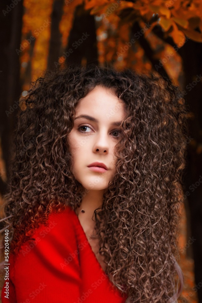 Close-up of a curly-haired girl's face Close-up of a curly-haired girl's face