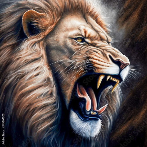 Gorgeous lion portrait. Ai generated photorealistic illustration. Is not based on any original image  character or person