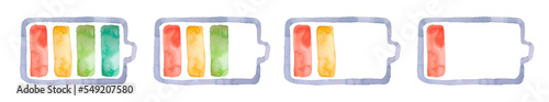 Fotografía Simple watercolor illustrated battery icon with colorful charge level
