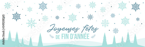 Joyeuses fêtes de fin d'année - Bannière - Illustrations et titre autour des fêtes de Noël