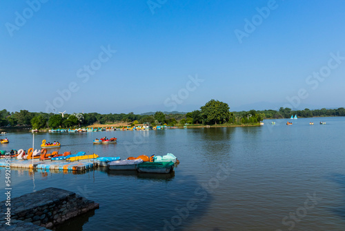 Fototapeta Naklejka Na Ścianę i Meble -  Sunset at Sukhna lake Chandigarh
