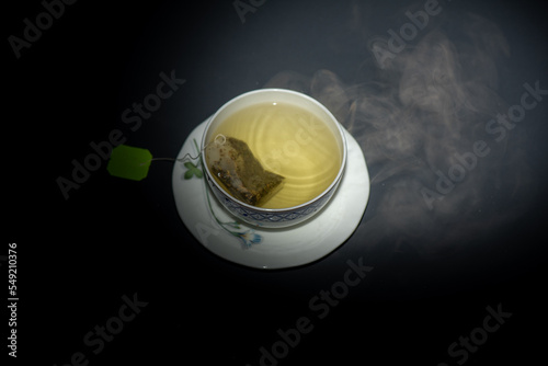 It is a picture of green tea in a cup.