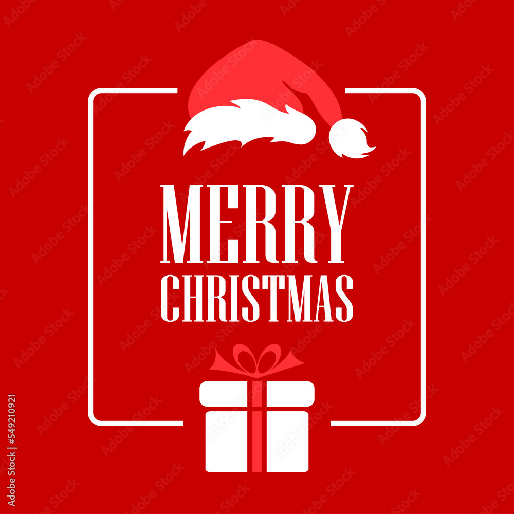 Merry Christmas greeting card design, vector cartoon