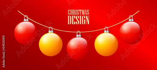 Christmas banner design with seasonal decorations