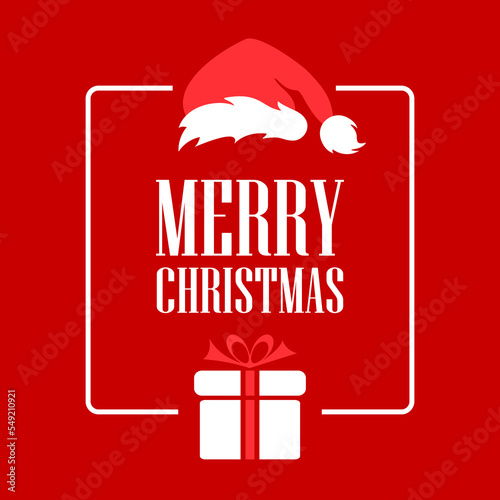 Merry Christmas greeting card design, vector cartoon