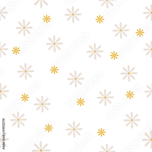 Vector seamless pattern. Abstract design with hand-drawn sketchy flowers. Simple floral minimalistic background.