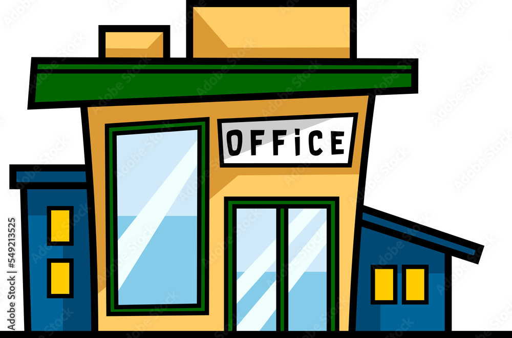 Cartoon Office Building. Hand Drawn Illustration Isolated On Transparent Background Cartoon Office Building. Hand Drawn Illustration Isolated On Transparent Background