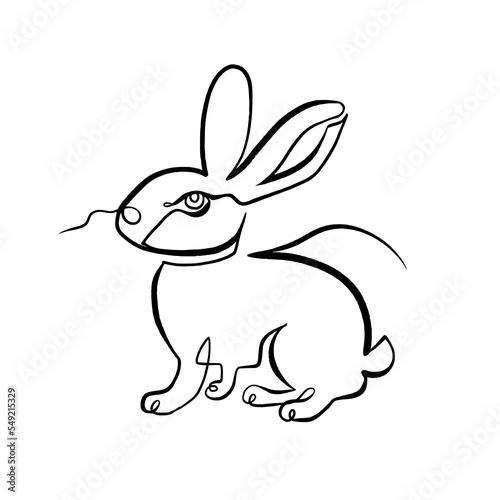 Continuous line vector drawing of cute hare  rabbit