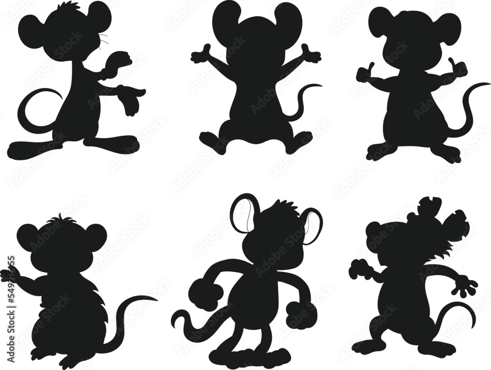 Rat collection for kids isolated vector Silhouette