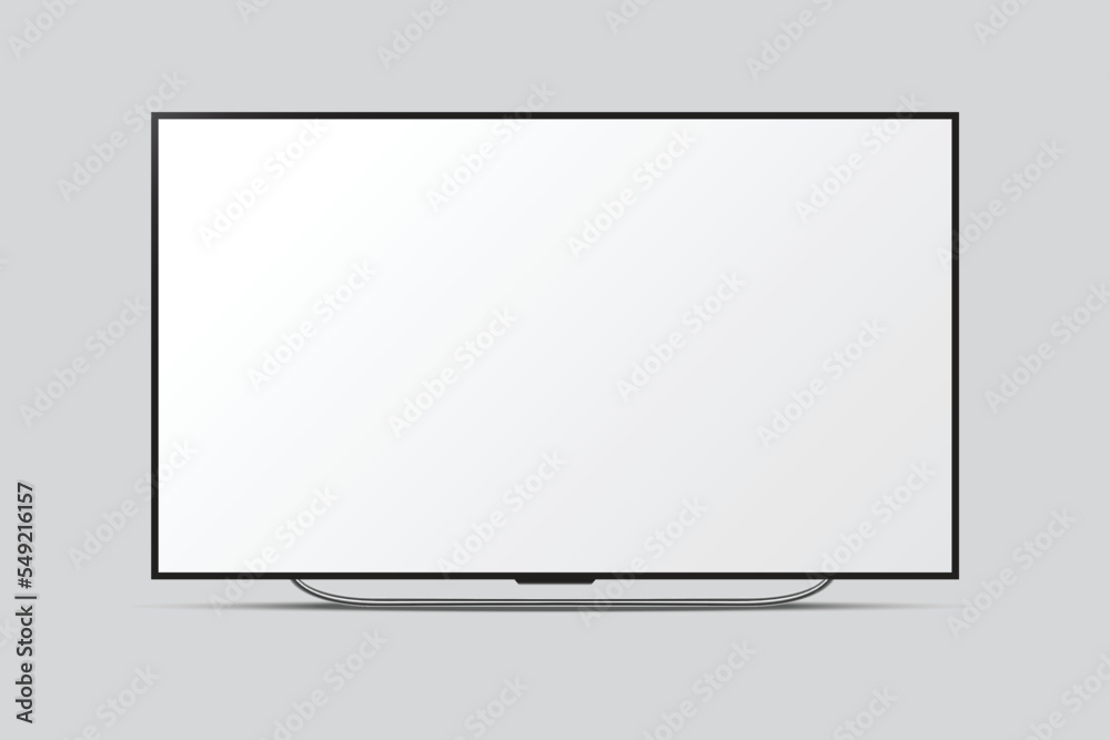 4K TV flat screen lcd or oled, plasma, realistic illustration, blank monitor mockup. wide flatscreen monitor