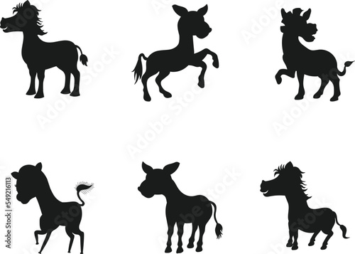 Zebra collection for kids isolated vector Silhouette