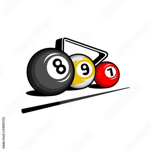 vector illustration of billiard ball logo on white background photo