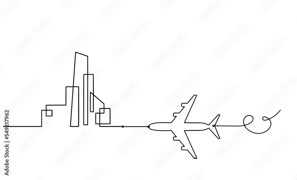 Abstract architecture with hand as continuous lines drawing on white background. Vector