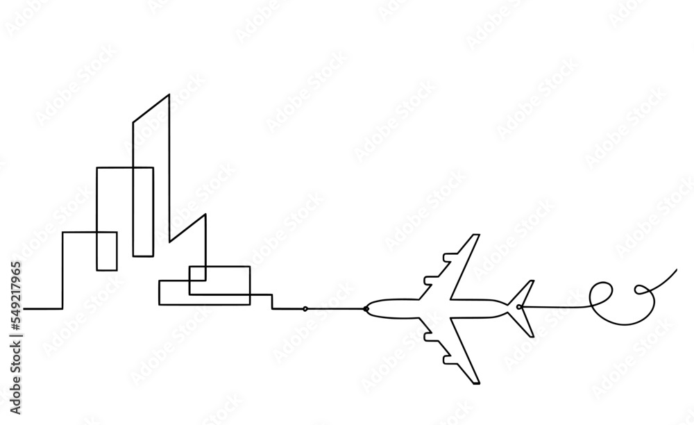 Abstract architecture with hand as continuous lines drawing on white background. Vector