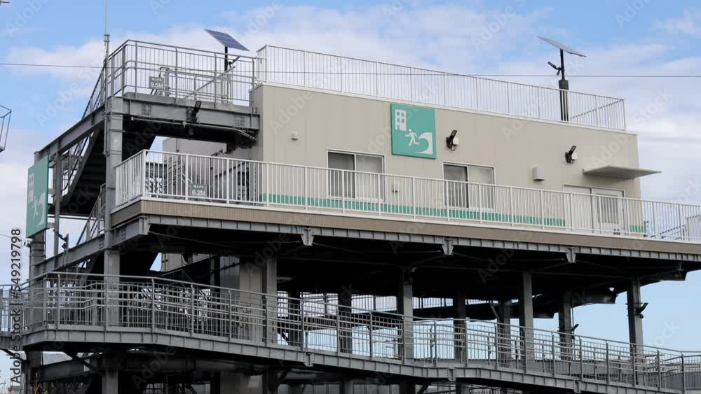 Sendai, Miyagi, Japan, November 2022.Ido Tsunami evacuation tower. Sendai, Miyagi, Japan, November 2022.Ido Tsunami evacuation tower.
