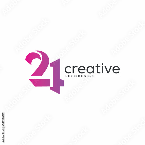  21 or 24 Number Typography with Simple Creative and Modern Minimalist Style | for Anniversary Logo, Business, Technology | Vector Eps 10