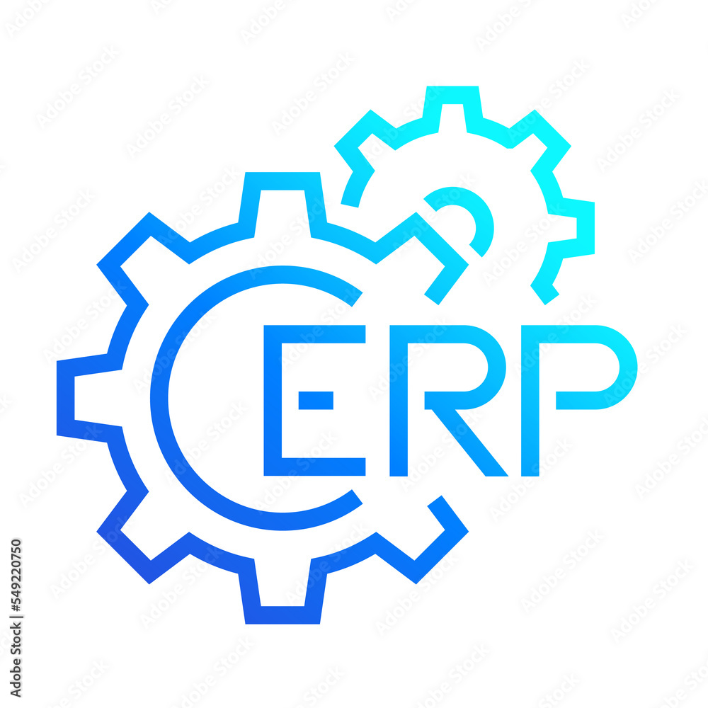 ERP, enterprise resource planning icon with gears ERP, enterprise resource planning icon with gears