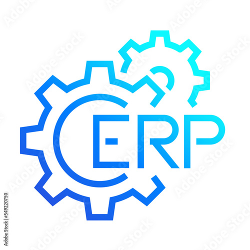 ERP, enterprise resource planning icon with gears