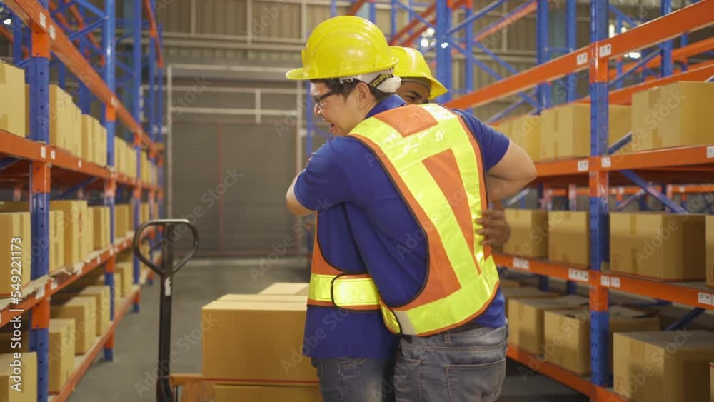 Teamwork of workers working in large warehouse retail store industry. Rack of stock storage. Interior of cargo in ecommerce and logistic concept. Depot. People lifestyle. Shipment service. Teamwork of workers working in large warehouse retail store industry. Rack of stock storage. Interior of cargo in ecommerce and logistic concept. Depot. People lifestyle. Shipment service.