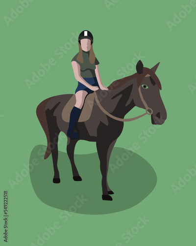 Vector isolated illustration of a horsewoman. Horse-riding.