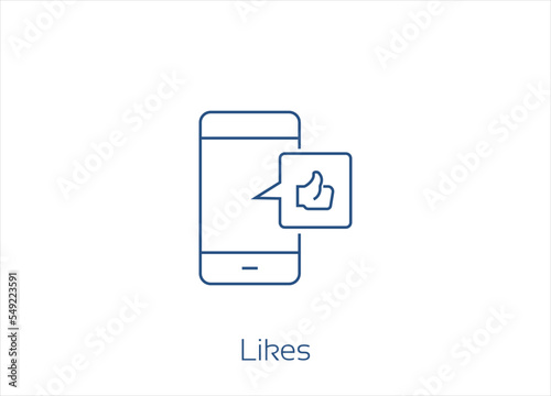 Social Networks Related, Mobile Like, Outline Vector Icon Design- Editable Stroke