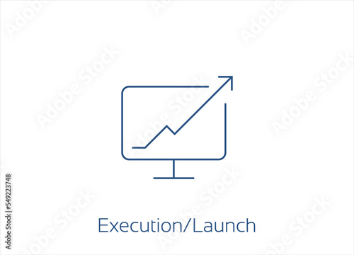 Monitor and chart as a symbol of business growth. Concept of success, Launch, Execution Vector Icon Design- Editable Stroke