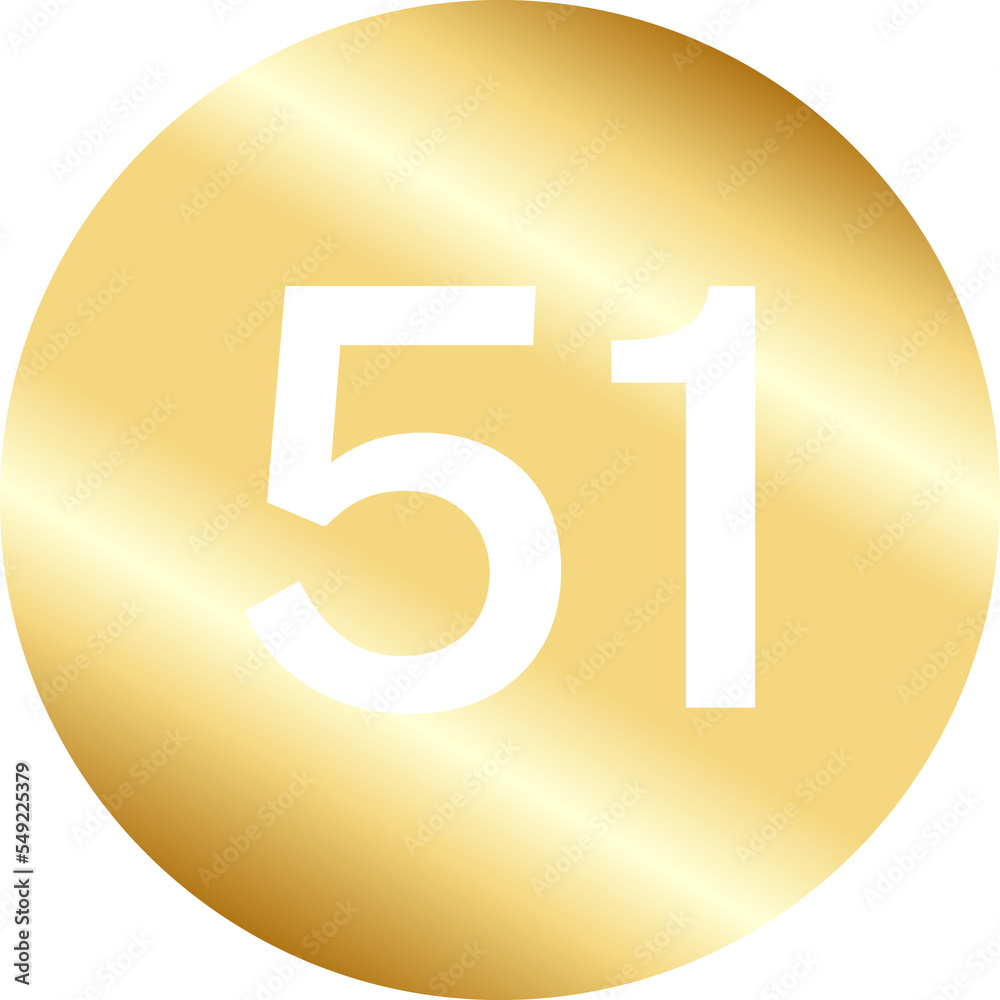 Gold Number Fifty One in Circle Gold Number Fifty One in Circle