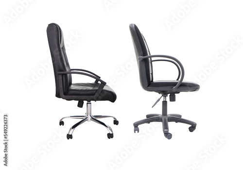 Set of photo side Chair office structure empty swivel for office and from vertical with cloth seats, leather seats black for supporting structure of body. Comfortable sit black. Popularly around world