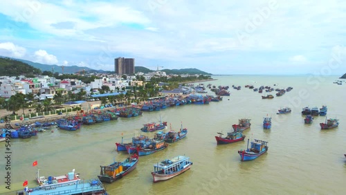 Sea fishing port in Vietnam. The southern port of Nha Trang, a local fishing port, is an outlet to the South China Sea.  photo