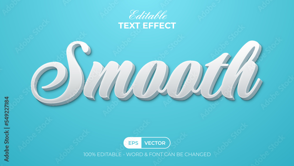 Smooth text effect white style. Editable text effect.
