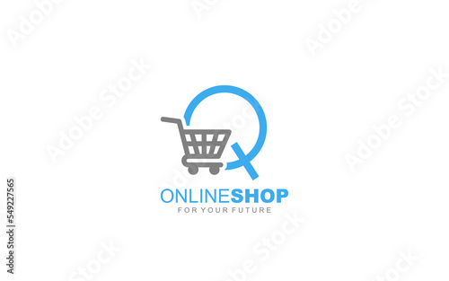 Q logo ONLINESHOP for branding company. trolley template vector illustration for your brand.