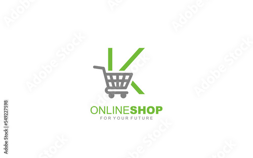 K logo ONLINESHOP for branding company. trolley template vector illustration for your brand.
