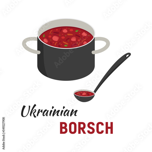 Traditional Ukrainian borsch vector illustration