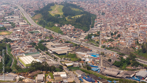 BRAZIL SAO PAULO NOVEMBER 23, 2022 Aerial view of the city of Guarulhos