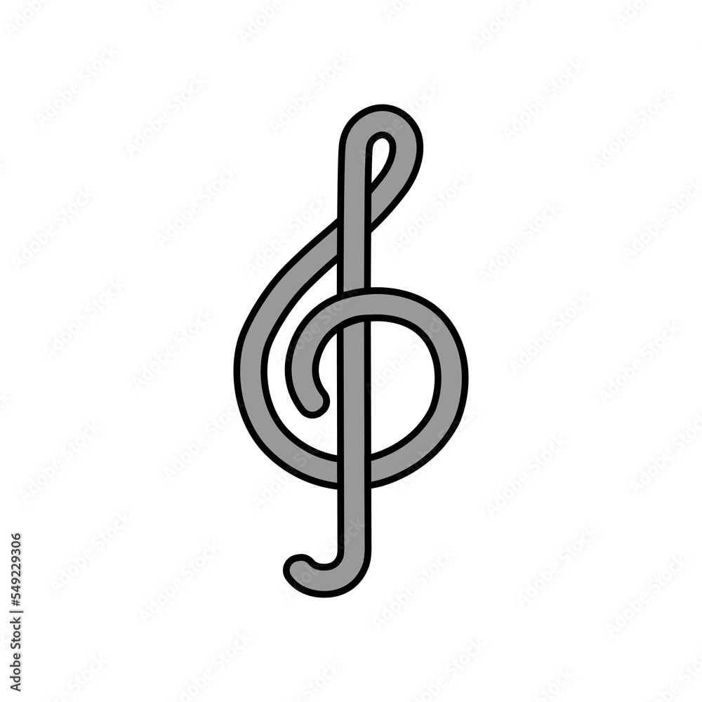 Treble clef vector grayscale icon. Music sign Treble clef vector grayscale icon. Music sign