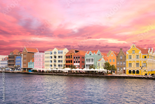 Sunset sky above Curacao downtown