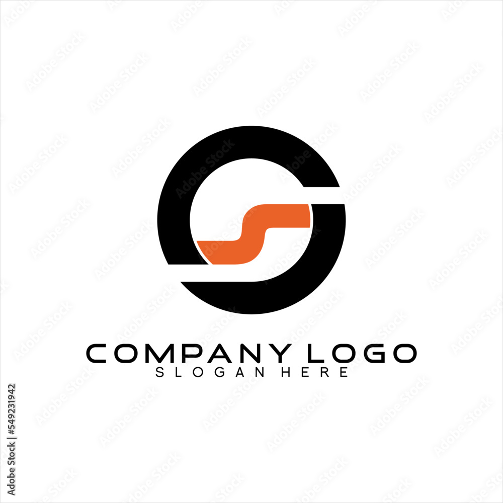Abstract simple G S letter vector logo design.