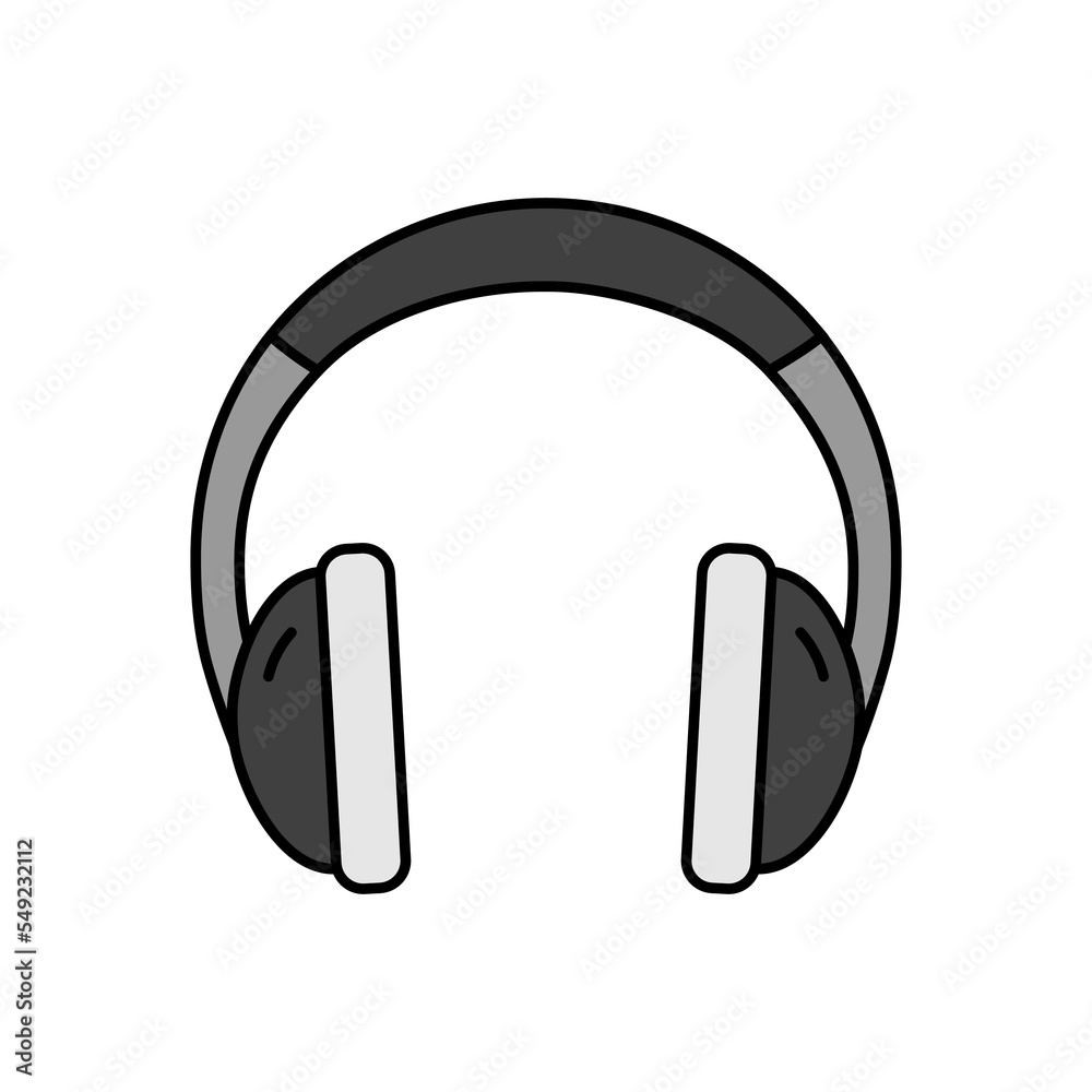 Headphones vector grayscale icon. Music sign Headphones vector grayscale icon. Music sign