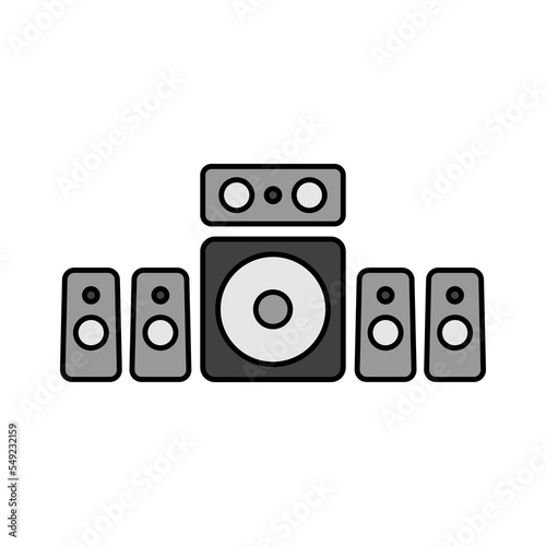 5.1 surround sound system vector grayscale icon