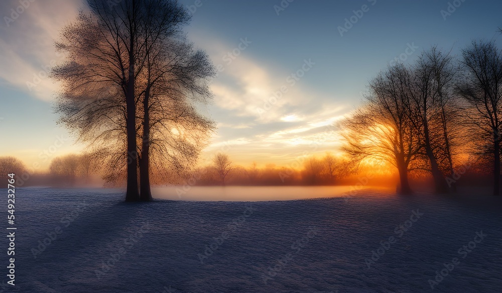 winter landscape with snow covered trees