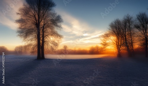 winter landscape with snow covered trees