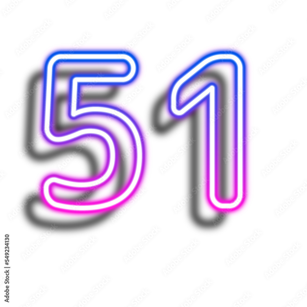 Glowing Neon Number Fifty One Glowing Neon Number Fifty One