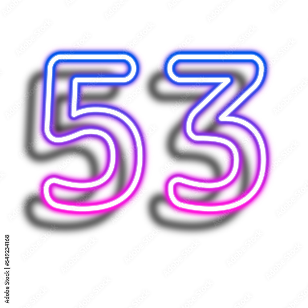 Glowing Neon Number Fifty Three Glowing Neon Number Fifty Three